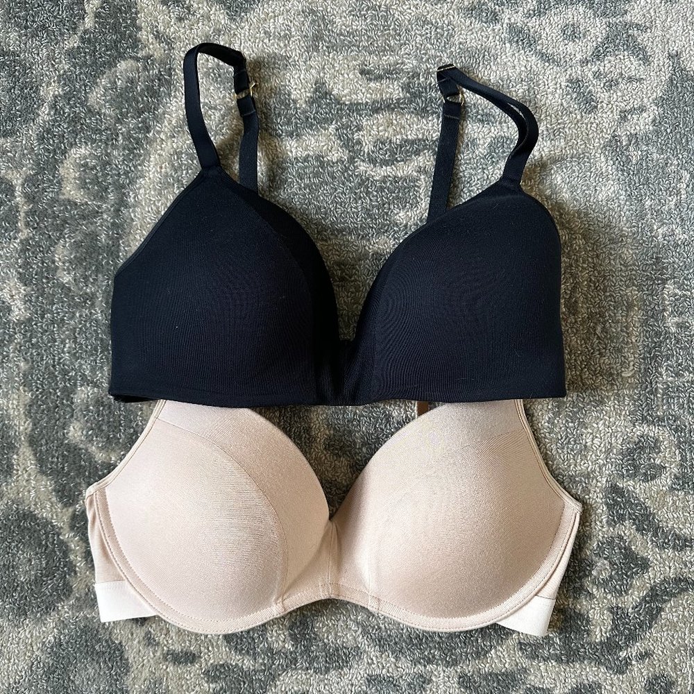 Two Lively wireless bras 34D EUC/NWOT toasted almond & black